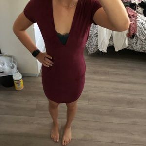 Deep V mini dress